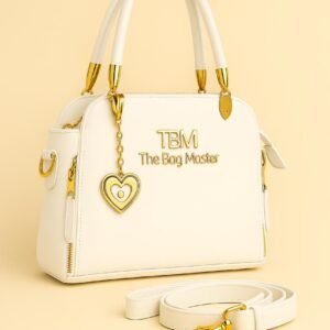 Signature Charm Handbag with Dual Zipper & Heart Pendant Detail