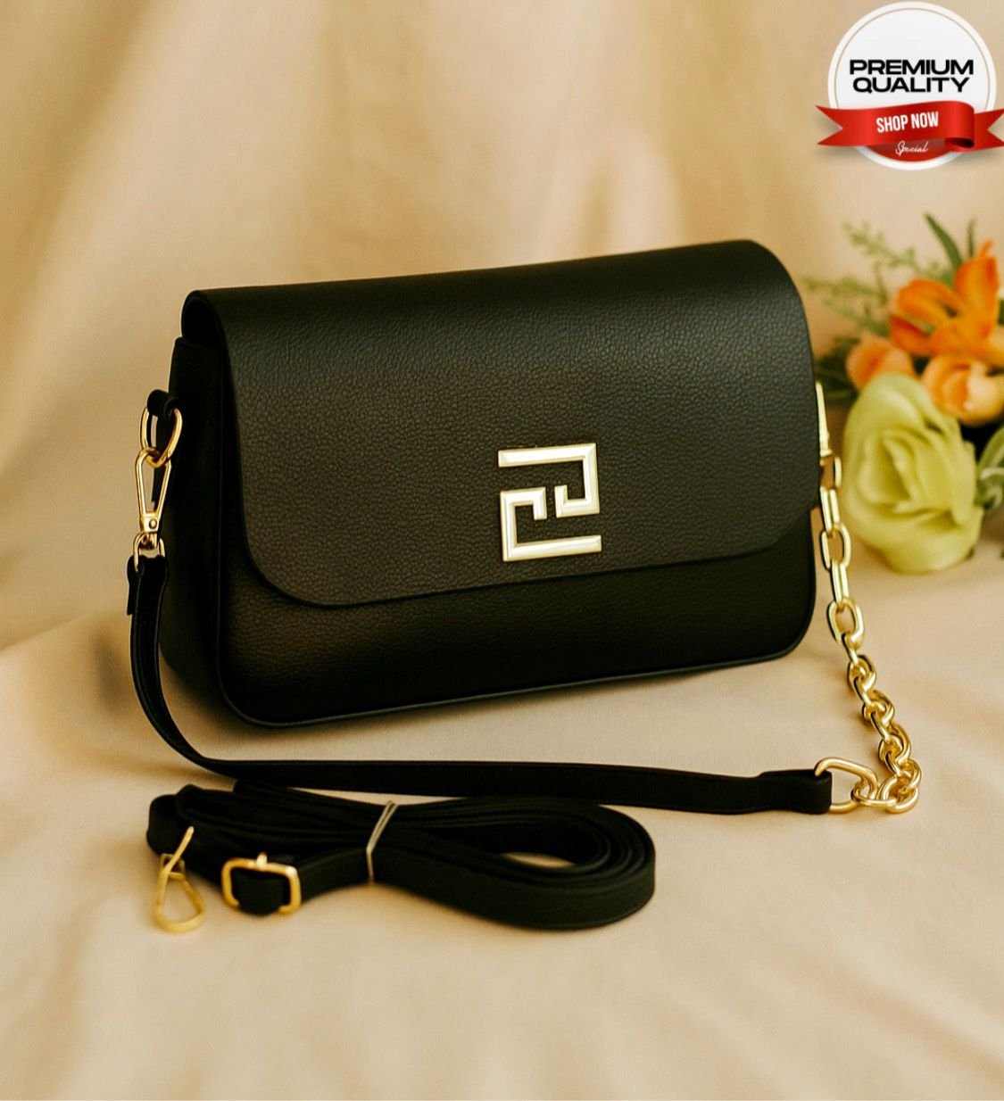 Chic Luxe Crossbody With Gold Accent &Amp;Amp; Detachable Strap Chic Luxe Crossbody with Gold Accent & Detachable Strap