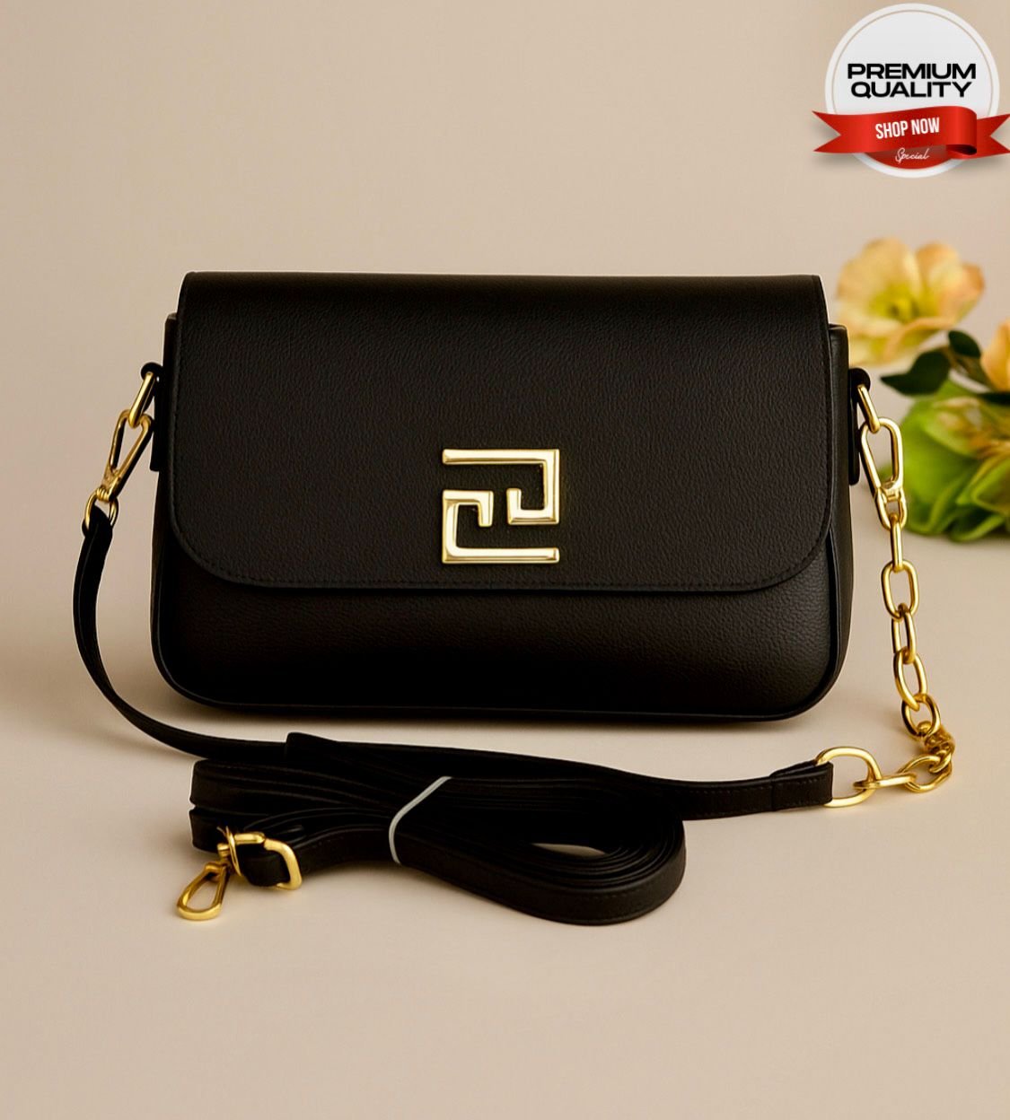 Chic Luxe Crossbody With Gold Accent &Amp; Detachable Strap Chic Luxe Crossbody with Gold Accent & Detachable Strap