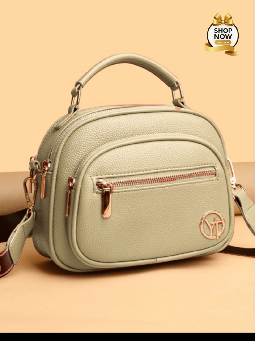 Trendy Crossbody Shoulder Bag With Multiple Zipper Compartments Trendy Crossbody Shoulder Bag with Multiple Zipper Compartments