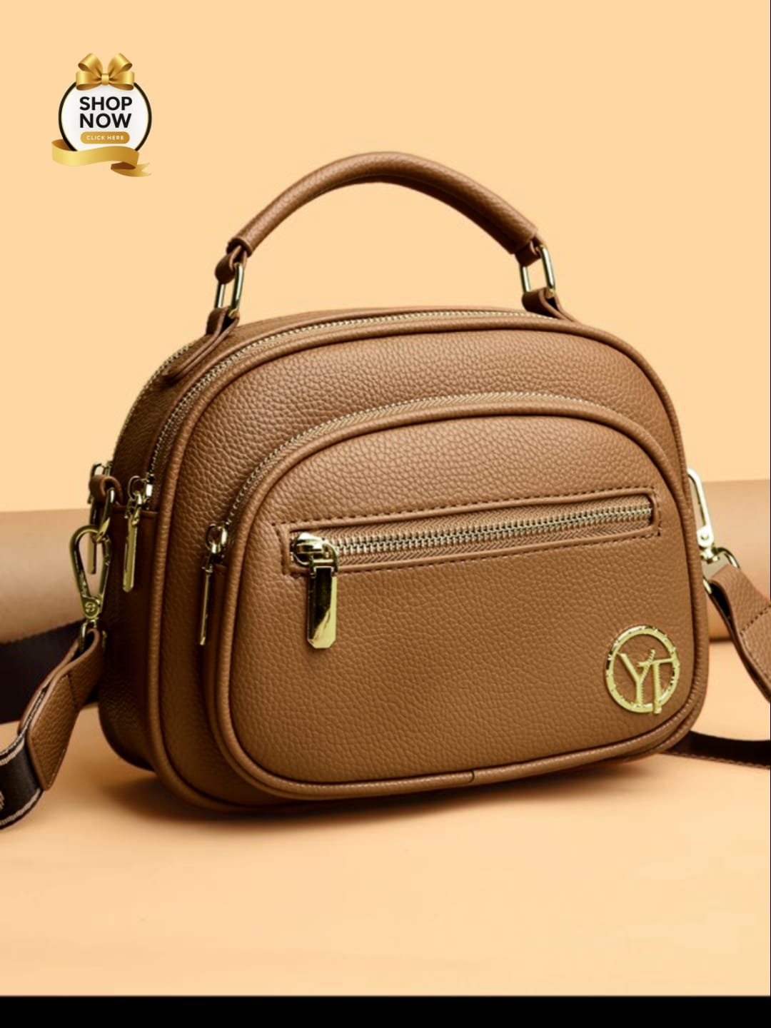 Trendy Crossbody Shoulder Bag With Multiple Zipper Compartments Trendy Crossbody Shoulder Bag with Multiple Zipper Compartments