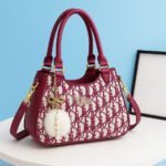 Elegant Monogram Pattern Shoulder & Handbag With Detachable Strap