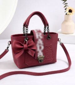 Bow Accent Embroidered Handbag With Chain Strap