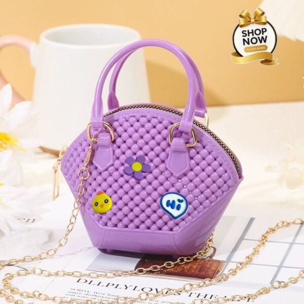 Whimsical Studded Jelly Mini Bag With Floral Charms