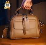 Retro Inspired Structured Satchel With Contrast Piping And Multi-Zip Pockets