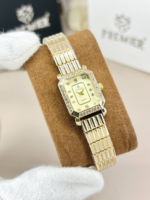 Crystal Encrusted Octagonal Bracelet Watch With Shimmering Dial