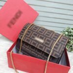 Monogram Patterned Flap Crossbody Bag With Elegant Gold Tone Chain