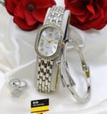 Luxe Oval Face Jewelry Watch Set With Matching Accessories