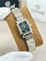 Crystal Encrusted Octagonal Bracelet Watch With Shimmering Dial