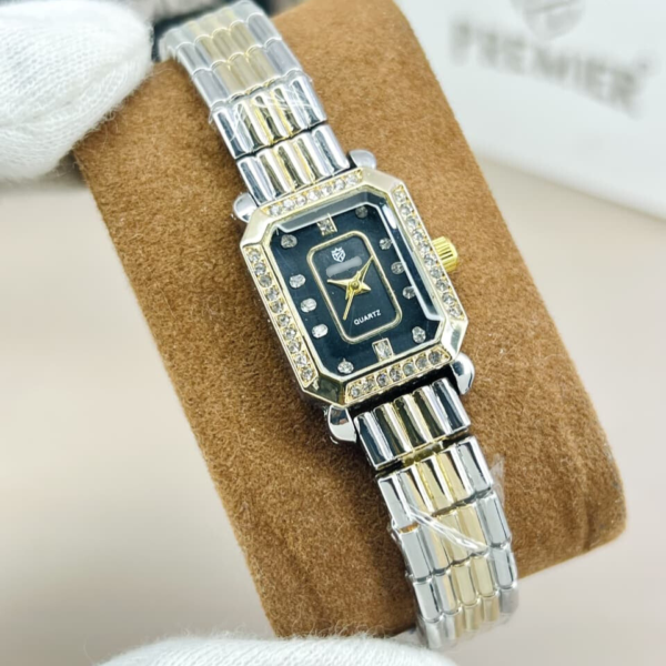Crystal Encrusted Octagonal Bracelet Watch With Shimmering Dial