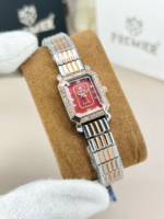 Crystal Encrusted Octagonal Bracelet Watch With Shimmering Dial