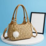 Elegant Monogram Pattern Shoulder & Handbag With Detachable Strap