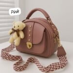 Premium Crossbody Bag with Gold Accents & Teddy Keychain