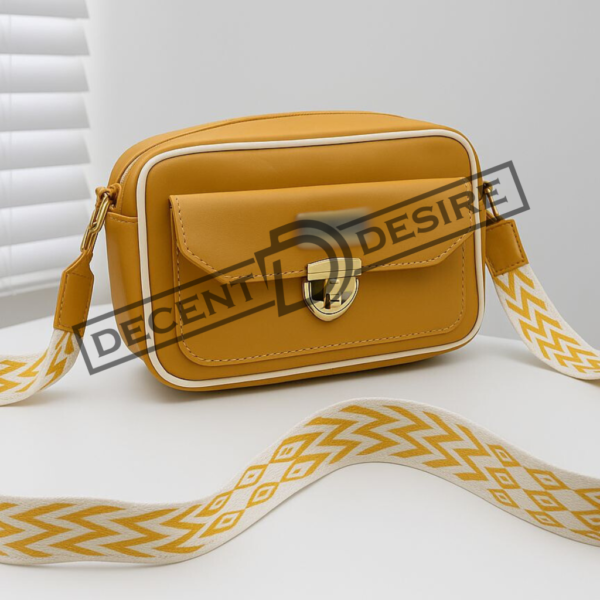 Trendy Designer Mini Crossbody Bag With Front Pocket & Gold Lock
