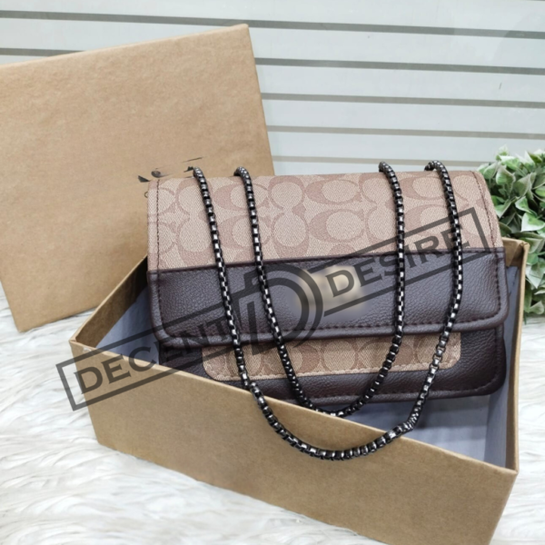 Coach Signature Chain Shoulder Bag with Embossed Logo