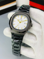 Dual Tone Executive Watch With Linear Dial And Date Display