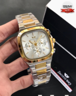 Executive Square Face Chronograph Watch With Triple Sub Dials