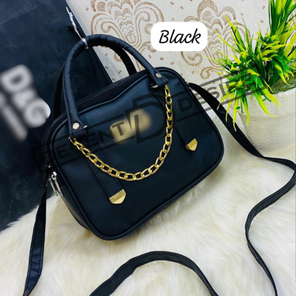 Chic Box Satchel With Gold Chain Accent