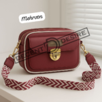 Trendy Designer Mini Crossbody Bag With Front Pocket & Gold Lock