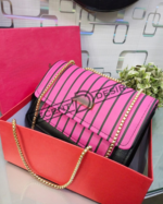 Striped Shoulder Bag With Gold Chain Detailing By Charles & Keith