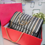 Striped Shoulder Bag With Gold Chain Detailing By Charles & Keith