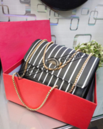 Striped Shoulder Bag With Gold Chain Detailing By Charles & Keith