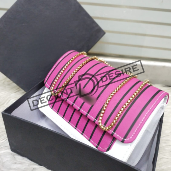 Striped Shoulder Bag With Gold Chain Detailing By Charles & Keith