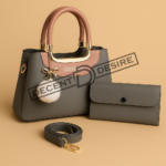 Elegant Jing & Pin Handbag Set with Decorative Keychain & Pouch