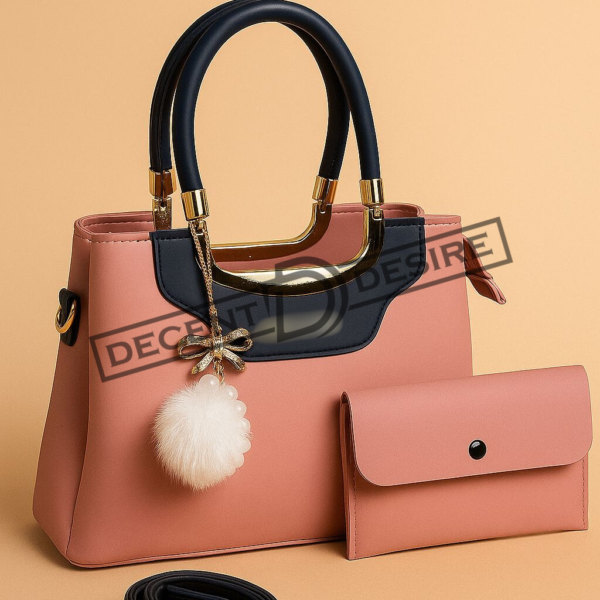 Elegant Jing & Pin Handbag Set with Decorative Keychain & Pouch