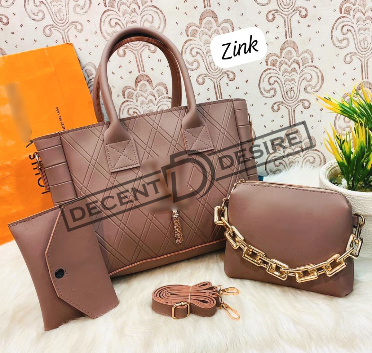 Diamond Quilt Sophistication 3-Piece Luxury Handbag