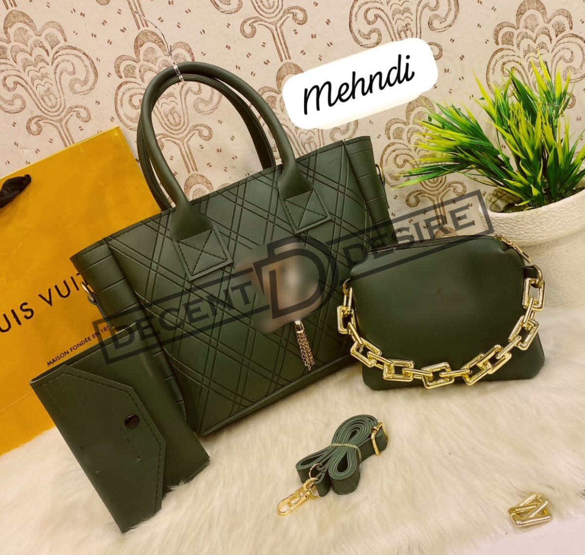 Diamond Quilt Sophistication 3-Piece Luxury Handbag