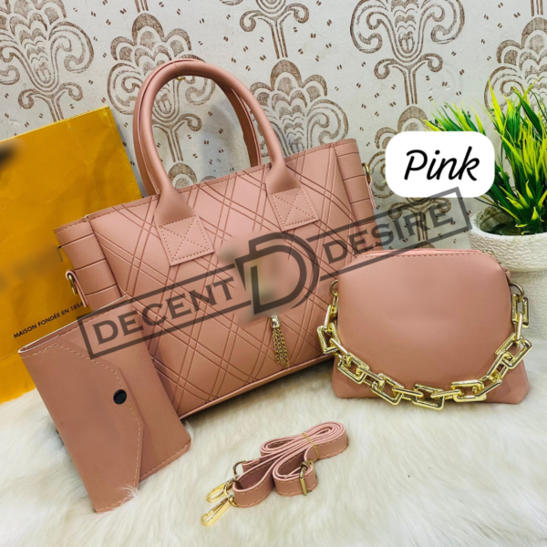 Diamond Quilt Sophistication 3-Piece Luxury Handbag