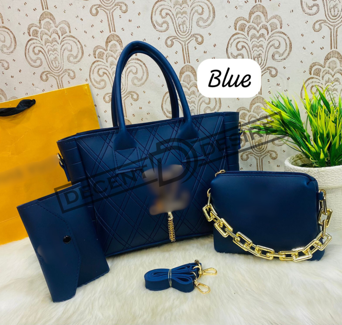 Diamond Quilt Sophistication 3-Piece Luxury Handbag