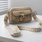 Trendy Designer Mini Crossbody Bag With Front Pocket & Gold Lock