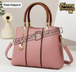 Elegant Women Handbag with Gold Accent Charm & Detachable Shoulder Strap