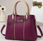 Elegant Women Handbag with Gold Accent Charm & Detachable Shoulder Strap