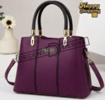 Elegant Women Handbag with Gold Accent Charm & Detachable Shoulder Strap