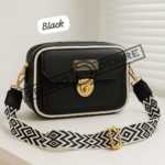 Trendy Designer Mini Crossbody Bag With Front Pocket & Gold Lock