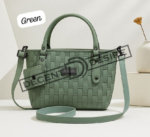 Woven Texture Structured Tote With Mini Pouch And Studded Accents