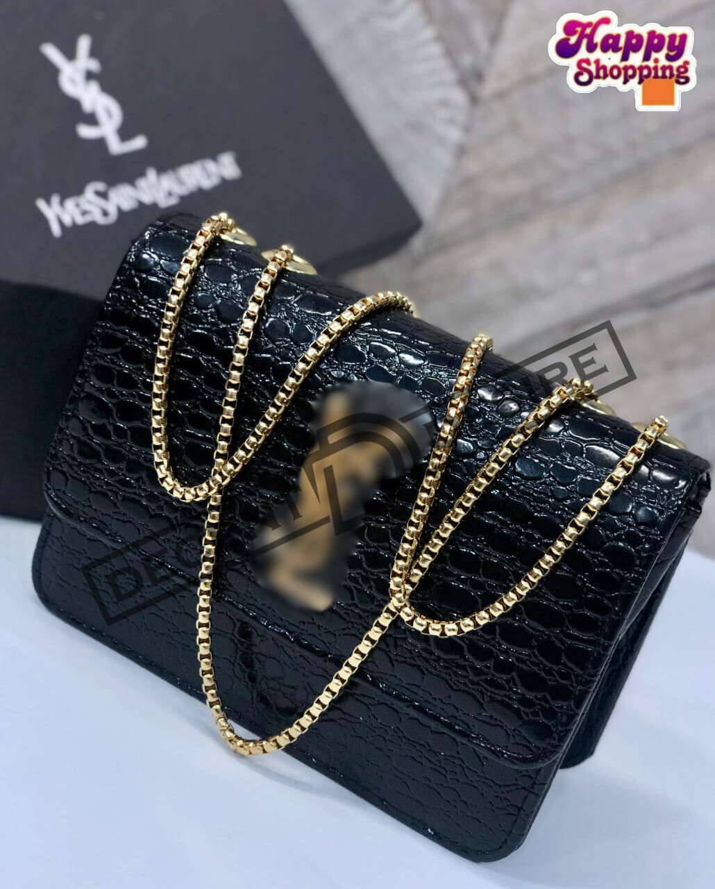 Luxury Croc-Textured Shoulder Bag for Women with Gold Chain Luxury Croc-Textured Shoulder Bag for Women with Gold Chain