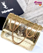 Luxury Croc-Textured Shoulder Bag for Women with Gold Chain