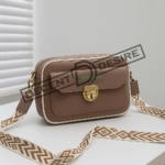 Trendy Designer Mini Crossbody Bag With Front Pocket & Gold Lock