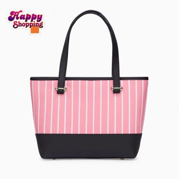 Stylish Striped Tote Bag with Matching Chain Shoulder Purse