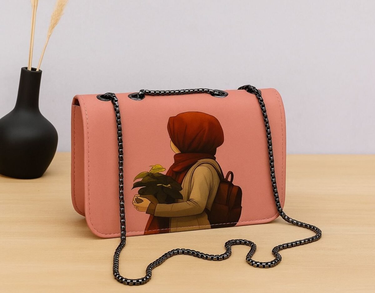 Elegant Artistic Shoulder Bag – Stylish Chain Strap with Modern Printed Design - Image 3