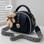 Premium Crossbody Bag with Gold Accents & Teddy Keychain - Image 8