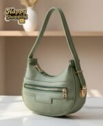 Crescent Textured Hobo Bag With Multi Zip Accents