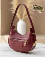 Crescent Textured Hobo Bag With Multi Zip Accents - Image 5