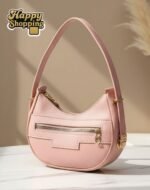 Crescent Textured Hobo Bag With Multi Zip Accents - Image 4