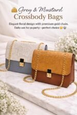 Embossed Nature Motif Crossbody Bag With Elegant Gold Chain - Image 4
