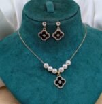 Luxe Clover Motif Jewelry Set With Lustrous Faux Pearl Accents - Image 4
